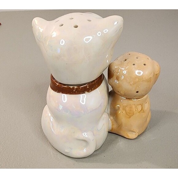 Vtg Bonzo Dog Puppy Salt Pepper Shaker Condiment Set Lusterware Japan - Picture 2 of 7